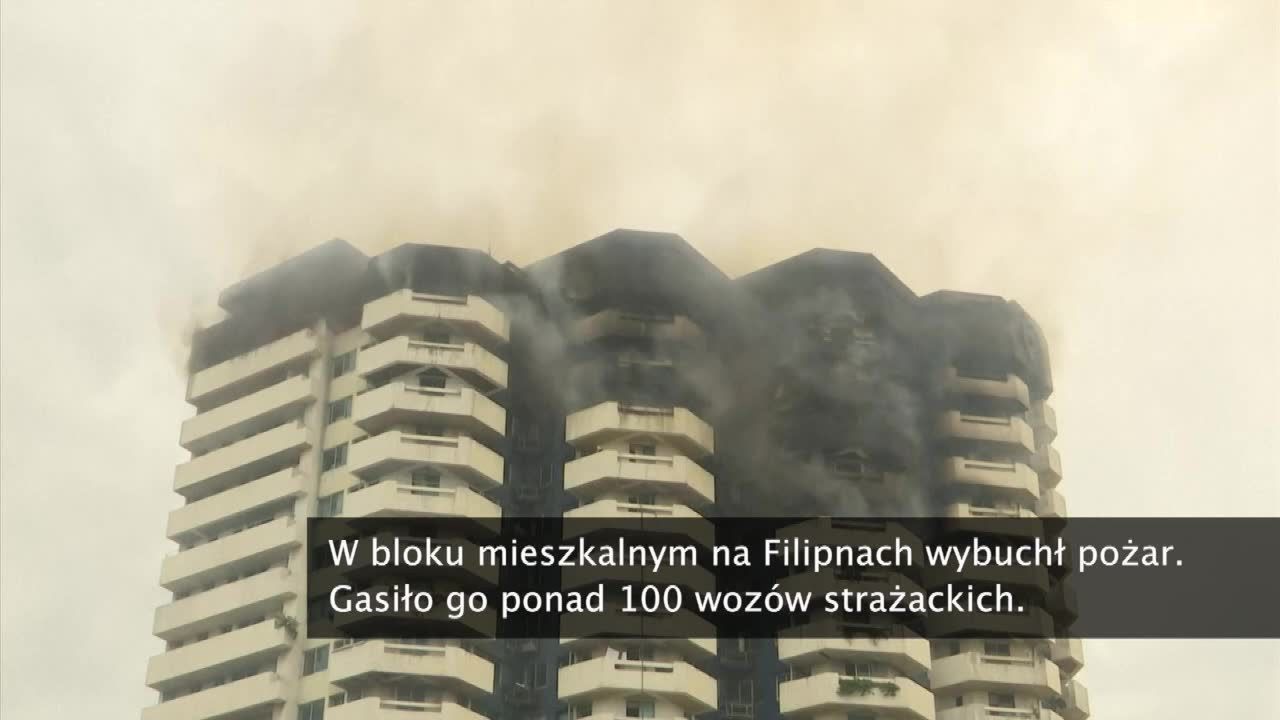 Pożar bloku mieszkalnego na Filipinach. W akcji gaśniczej wzięło udział ponad 100 wozów strażackich