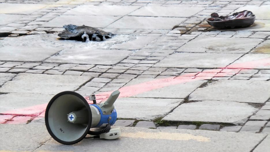 Miejsce, w którym podpalił się mężczyzna.