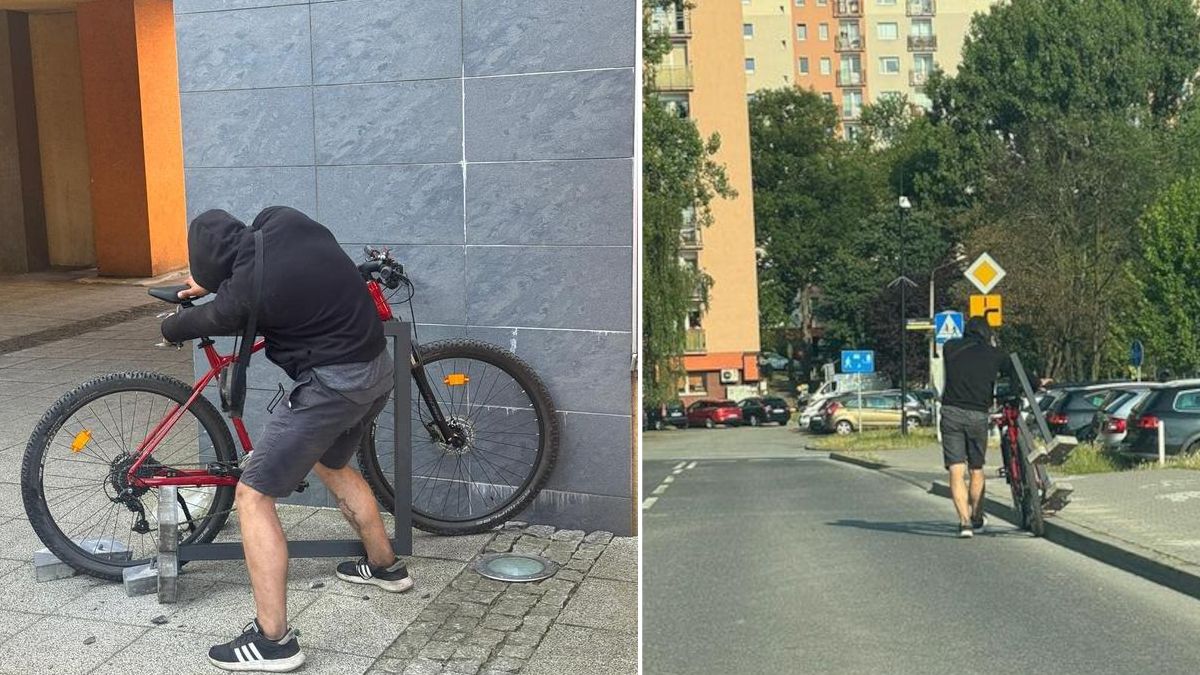 Ukradł rower razem z barierką.