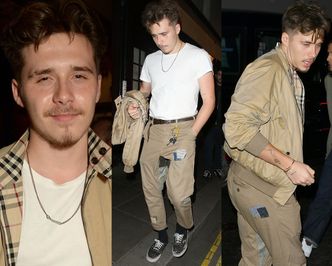 Wystylizowany Brooklyn Beckham bawi się na tygodniu mody