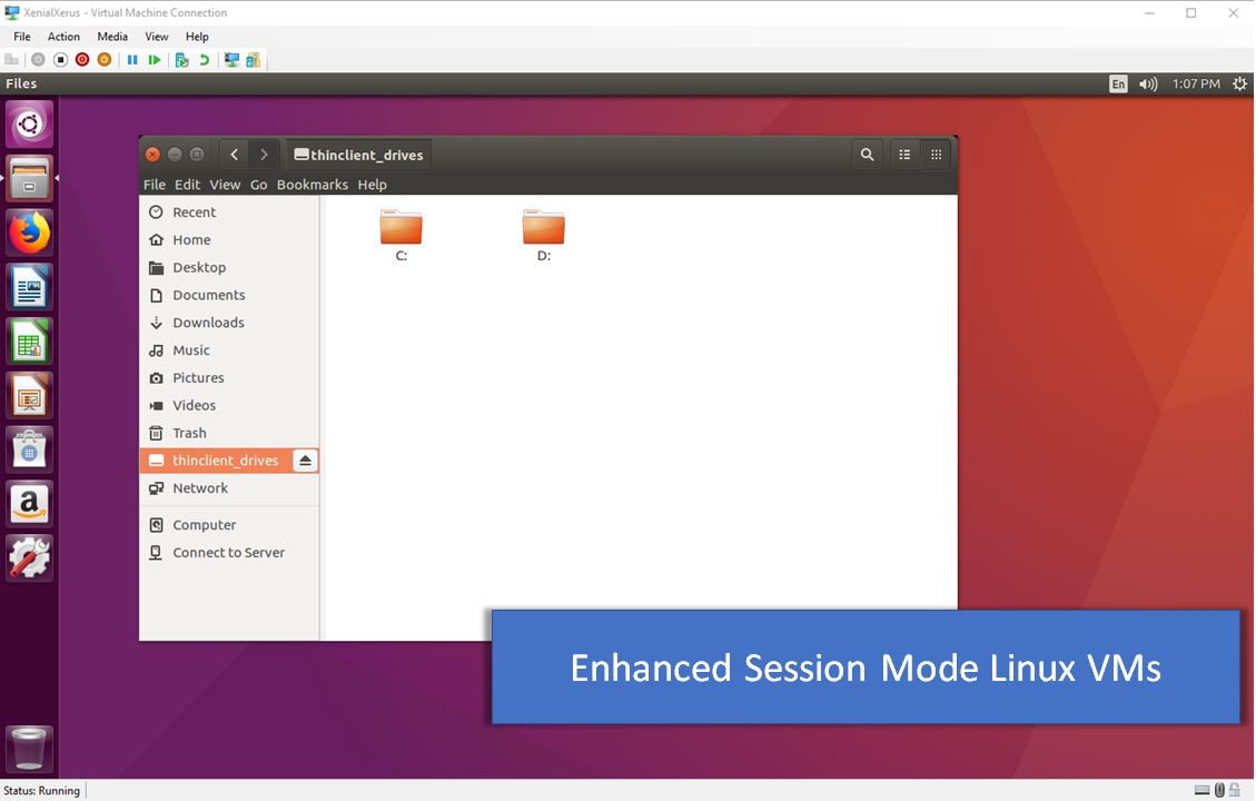 Rozszerzony tryb sesji w Hyper-V dla maszyny z Ubuntu – pełen dostęp do dysków hosta (źródło: technet.microsoft.com)