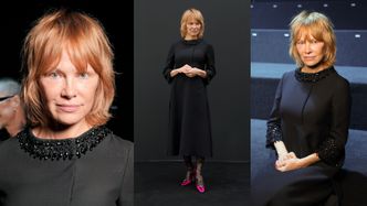 Ruda Pamela Anderson pozuje na pokazie Valentino w Paryżu. Klasa?
