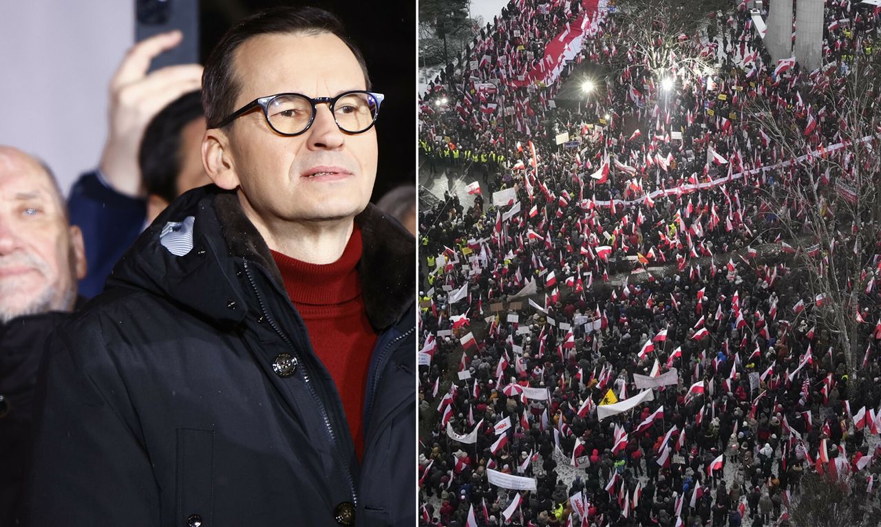 "Miała być demokracja, mamy demokraturę". Morawiecki przed Sejmem