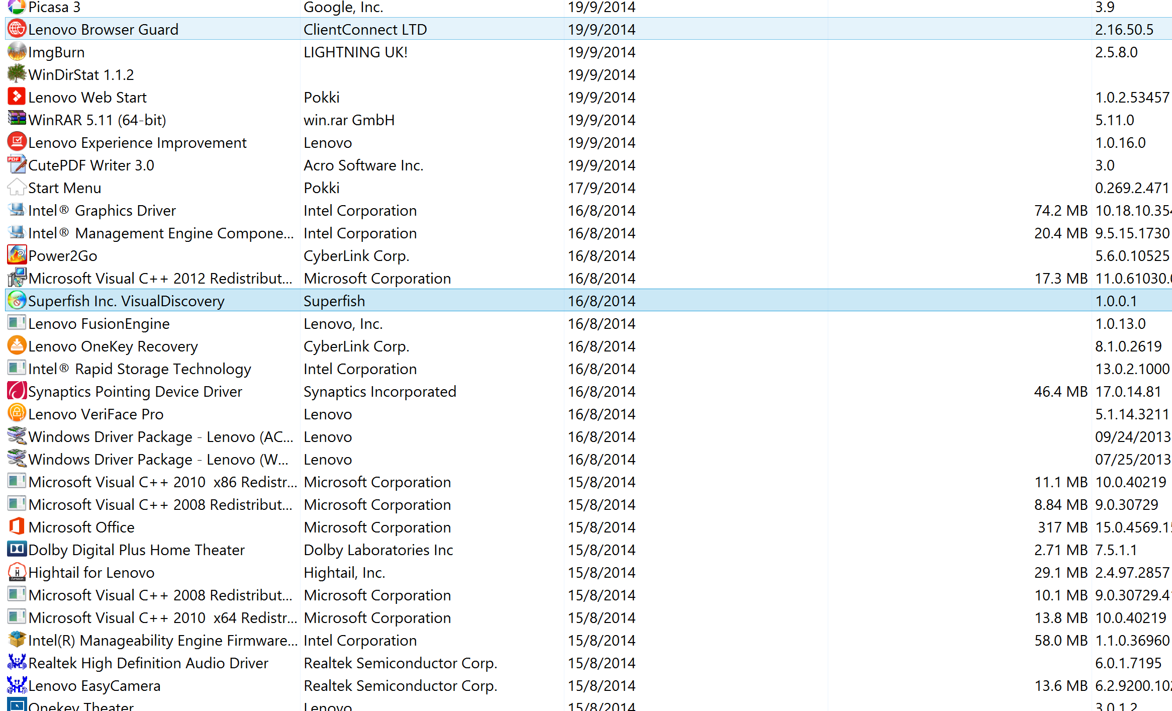 Zainstalowane adware...
