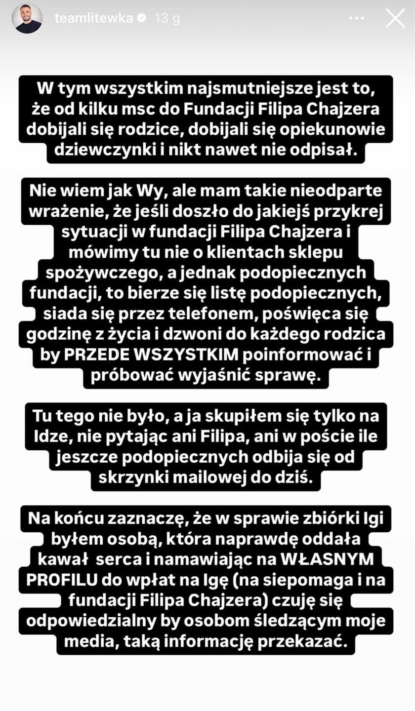 Łukasz Litewka o Filipie Chajzerze