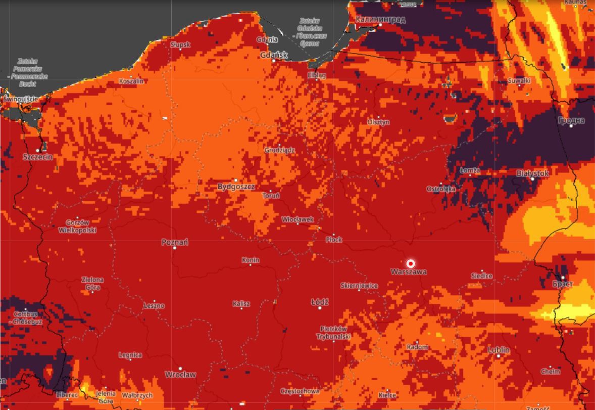 Mapa zagrożenie pożarowego w lasach w Polsce