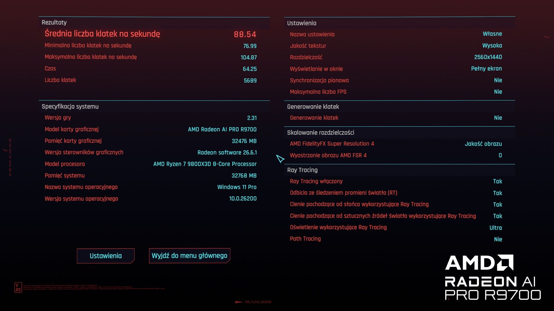 GIGABYTE Radeon AI PRO R9700 32 GB - Cyberpunk 1440p