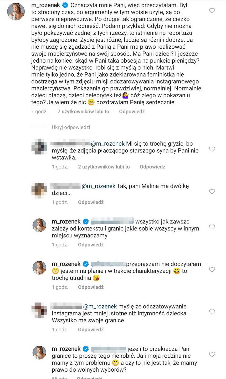 Małgorzata Rozenek odpowiada na krytykę na Instagramie