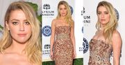 Amber Heard pozuje w złotej sukni