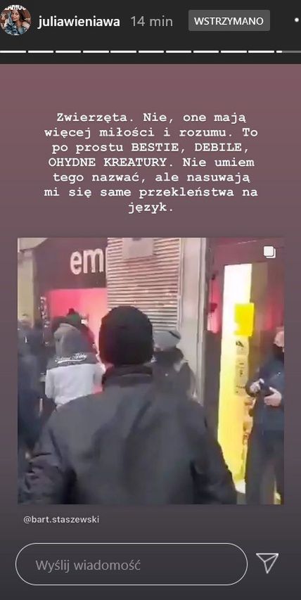 Julia Wieniawa ostro o zadymiarzach z Marszu Niepodległości