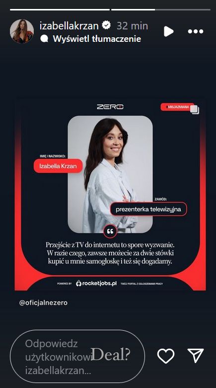 Izabella Krzan dostała nową pracę