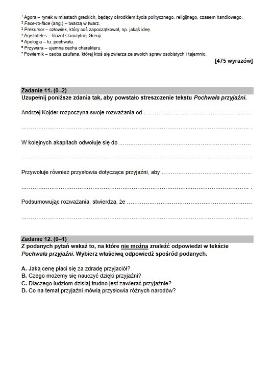 Arkusz egzaminacyjny z j. polskiego 2022 r.