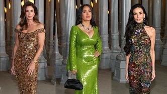 Gwiazdy meldują się na gali LACMA: Salma Hayek w zieleni, posągowe Demi Moore i Cindy Crawford (ZDJĘCIA)