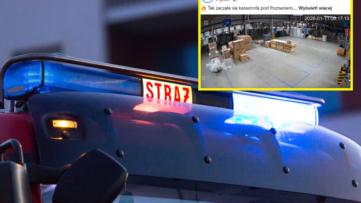 Początki pożaru hali pod Poznaniem widać na nagraniu