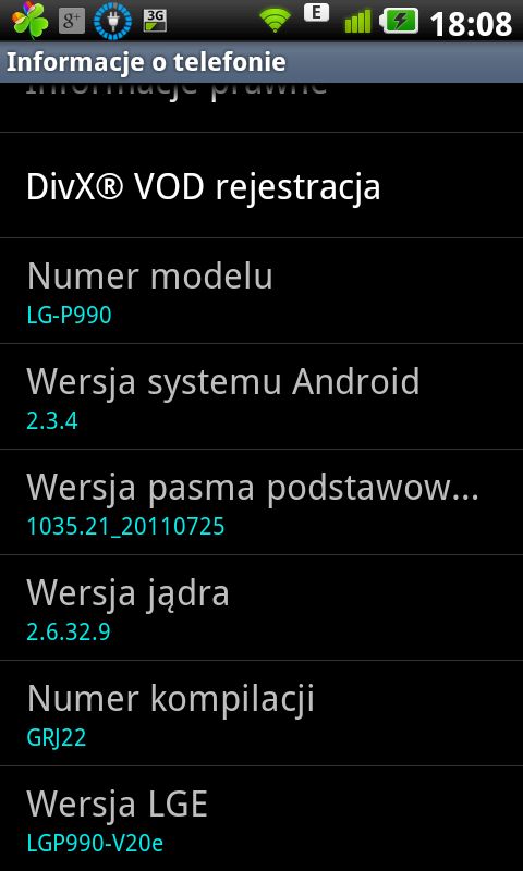 Zmieniony wygląd w LG Swift 2X po aktualizacji do Androida 2.3 | fot. Jakub 'Bobiko' Dominik