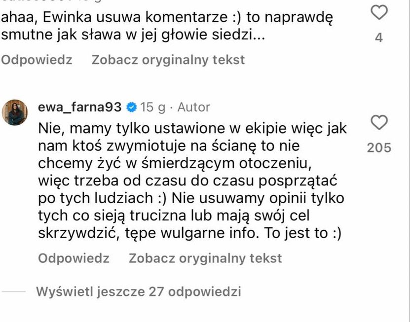 Ewa Farna na Instagramie (automatyczne tłumaczenie)