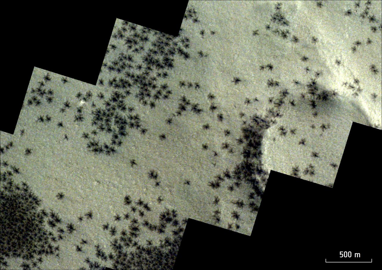 Ślady "pająków" na Marsie. Zauważyła je kosmiczna sonda
