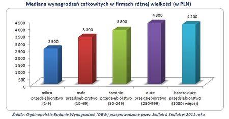 Płace w firmach o różnej wielkości w 2011 roku