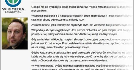 Wikipedia kończy z apelami o datki