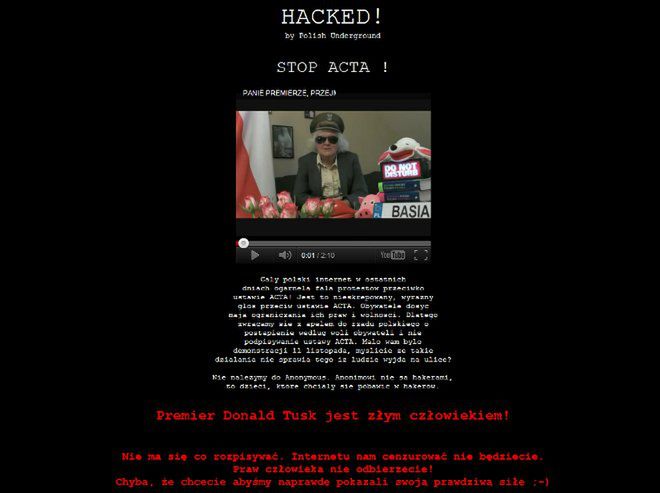 Hakerzy atakują kolejne polskie strony. Walka o ACTA trwa