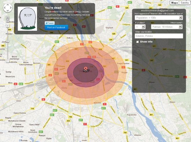 Sprawdź, czy przeżyłbyś wybuch bomby atomowej