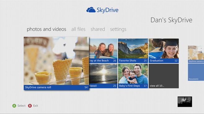 SkyDrive trafił na Xboksa - zdjęcia i filmy w telewizorze