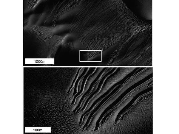 Wyżłobienia na marsjańskich wydmach utworzyły "lodowe poduszkowce"