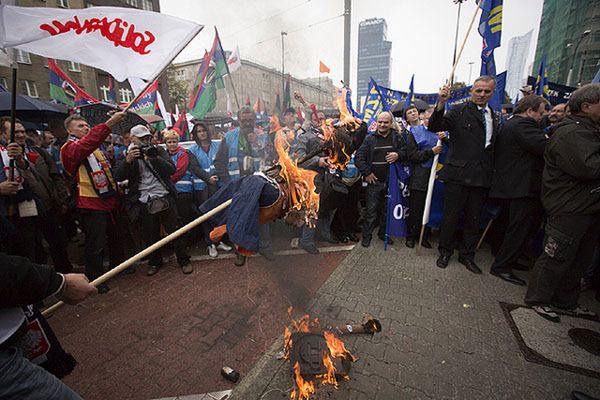 Protest związkowców w Warszawie