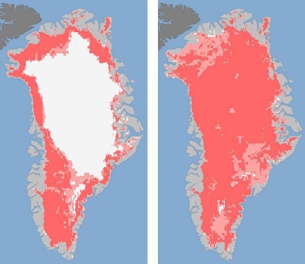 NASA: te dane zwaliły nas z nóg. 97 proc. powierzchni lodu Grenlandii zaczęło topnieć w ciągu 4 dni