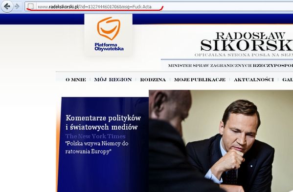 Strona Sikorskiego z wulgarną niespodzianką