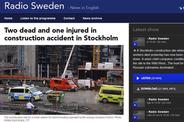 Dwóch Polaków zginęło w wypadku na budowie w Sztokholmie