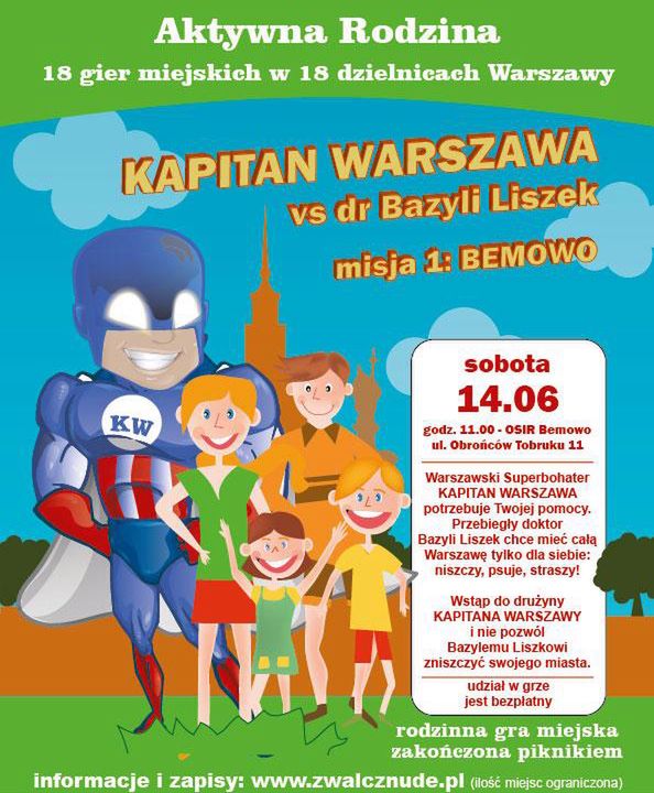 Piknik rodzinny i gra miejska "Kapitan Warszawa ratuje stolicę" na Bemowie