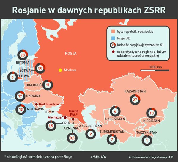 Gdzie Rosja może jeszcze wkroczyć, by "bronić" swoich obywateli? Zobacz infografikę