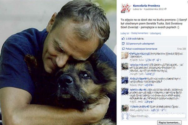Donald Tusk obejmuje psa. To zdjęcie zrobiło furorę w sieci