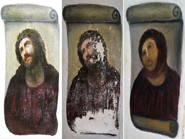 Cenny fresk zniszczony przez staruszkę nową atrakcją turystyczną Hiszpanii