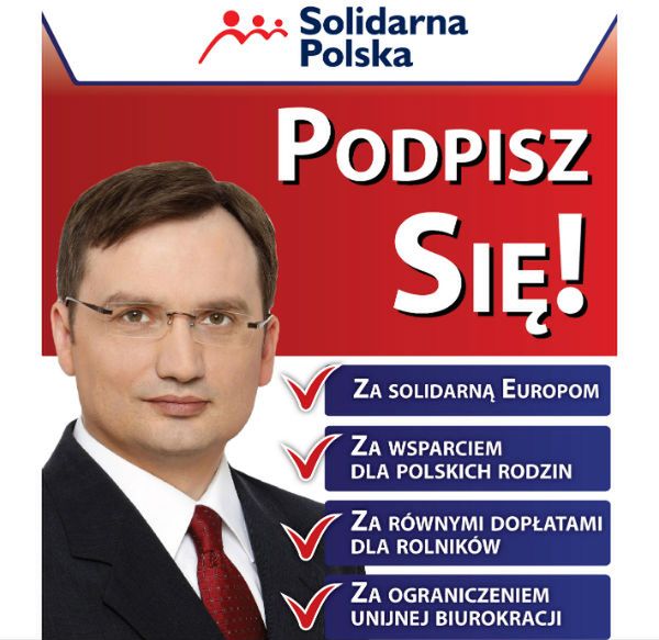 Błąd ortograficzny na plakacie wyborczym Zbigniewa Ziobro do Parlamentu Europejskiego