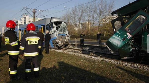Zmiażdżone tramwaje we Wrocławiu