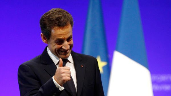 Nicolas Sarkozy podczas mityngu przedwyborczego