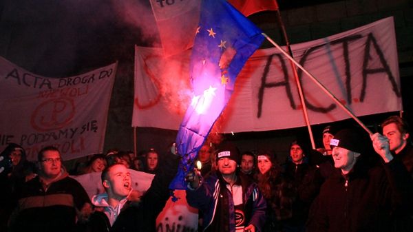 Demonstracja przeciwko podpisaniu przez polski rząd ACTA (Anti-Counterfeiting Trade Agreement)