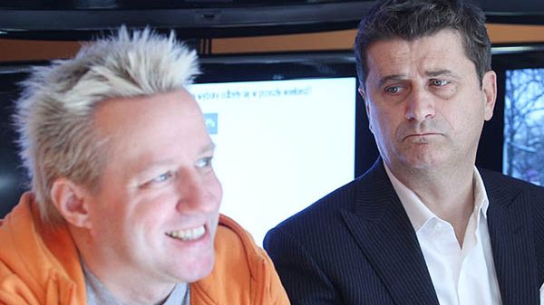 Robert Leszczyński i Janusz Palikot w lutym 2011 r.