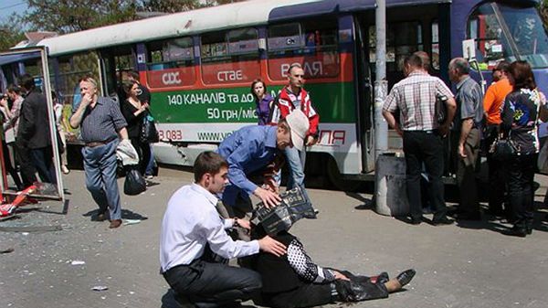 Eksplozje na Ukrainie. Na zdjęciu przystanek, gdzie doszło do jednego z wybuchów