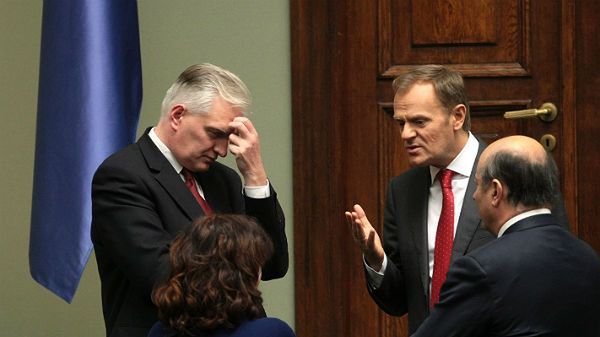 Jarosław Gowin wraz z premierem Donaldem Tuskiem, Barbarą Kudrycką i Jackiem Rostowskim