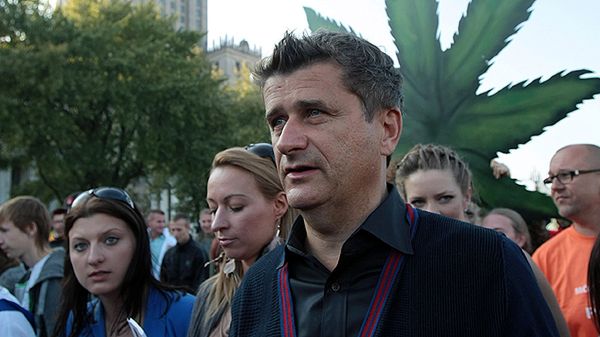 Lider Ruchu Palikota podczas marszu Wolnych Konopii