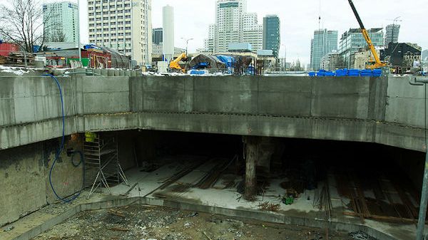 Teren budowy stacji drugiej linii metra przy rondzie Daszyńskiego w Warszawie