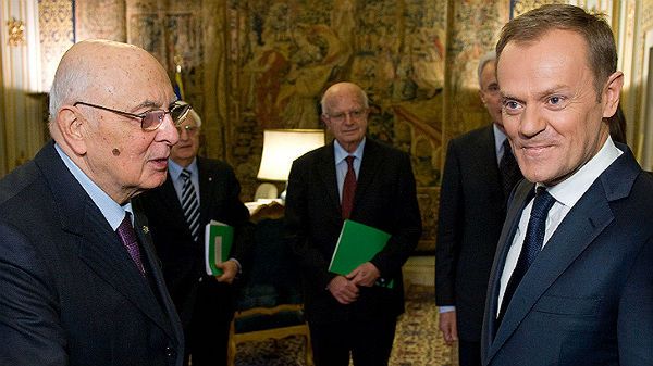 Donald Tusk i prezydent Włoch Giorgio Napolitano