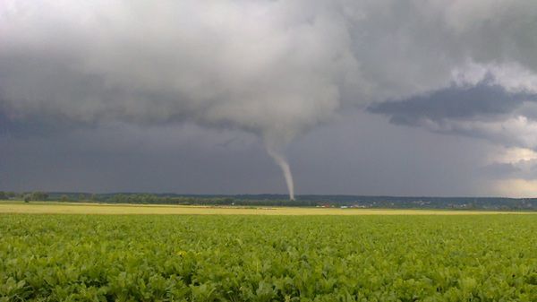 Trąba powietrzna zbliżająca się do miejscowości Mątowskie Pastwiska w gminie Ryjewo