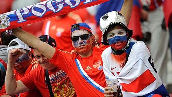 Rosyjski kibice podczas meczu Polska-Rosja w Warszawie