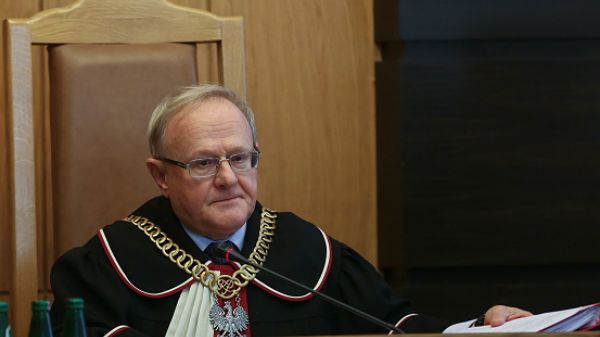 Wiceprezes Trybunału Konstytucyjnego Stanisław Biernat podczas rozprawy