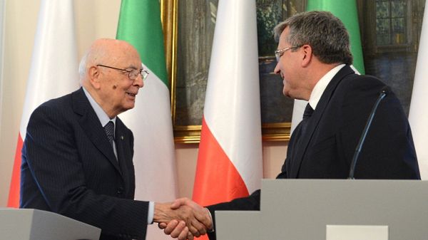 Prezydent RP Bronisław Komorowski i prezydent Włoch Giorgio Napolitano