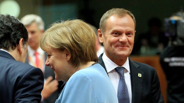 Angela Merkel i Donald Tusk podczas szczytu UE w Brukseli